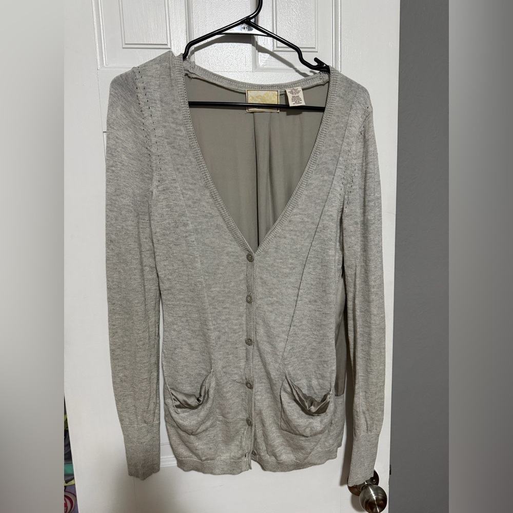 Guinevere X Anthropologie Grey Wool & Silk Blend Cardigan Size Small - Picture 2 of 5